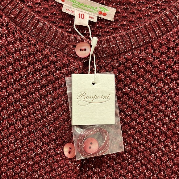 NWT Bonpoint Burgundy with Silver Cardigan - Size 10 - Picture 2 of 4